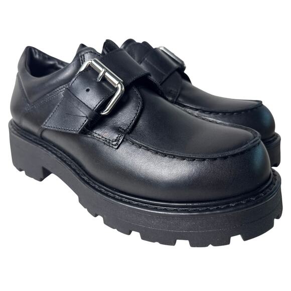 Vagabond Monk Loafer Cosmo 2.0 Women's EU38 US 8 Black Leather Buckle Slip On - Picture 1 of 12